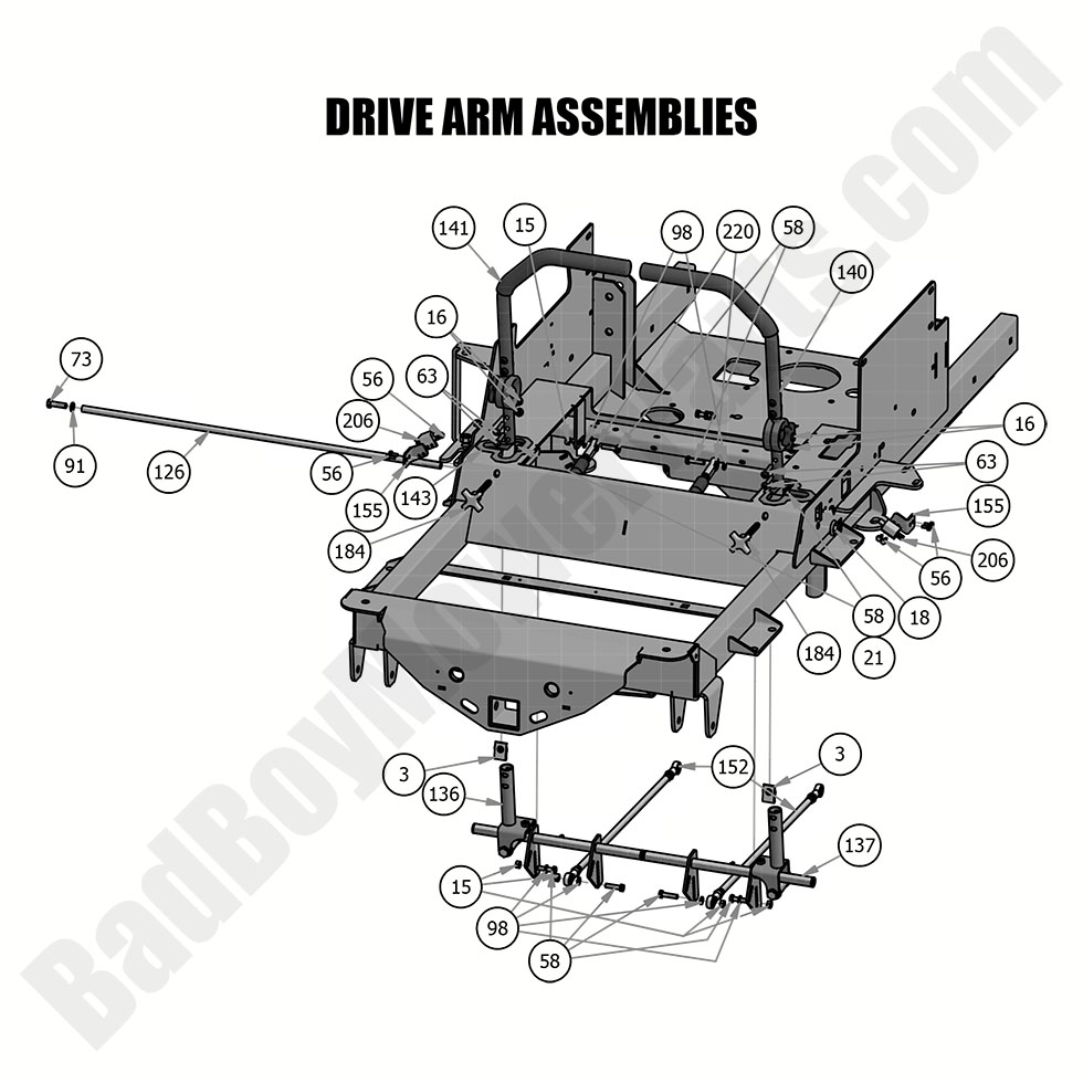 2014 - Bad Boy Mower Parts Lookup > 2019 > Rogue > Drive Arm Assemblies